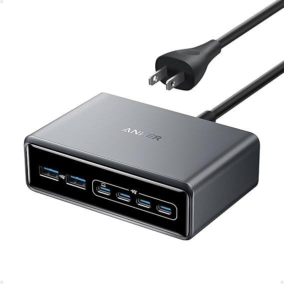 Anker Prime Charging Station, 200W 6-Port GaN Desktop Charger, Fast Charging USB C Charger for Multiple Device