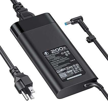 200W Laptop Charger HP Victus Charger, 4.5*3.0mm Blue AC Power Adapter for HP Victus Gaming 15, 16 Omen Gamin