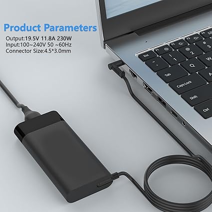 New 230W 4.5mm Blue Tip Charger Compatible with HP M41303-001 Omen 15 16 Victus 16 Zbook Fury 16 G8 G9 G10 TPN