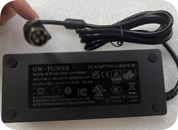 *Brand NEW*GW-POWER Guanwei 12V10A 100W power adapter left negative right positive four-pin plug 4-core port c