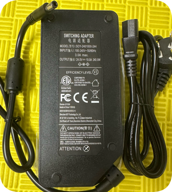 *Brand NEW*Soyuan power adapter model SOY-2401000-244 output 24V10A large round port 6.0*3.0mm