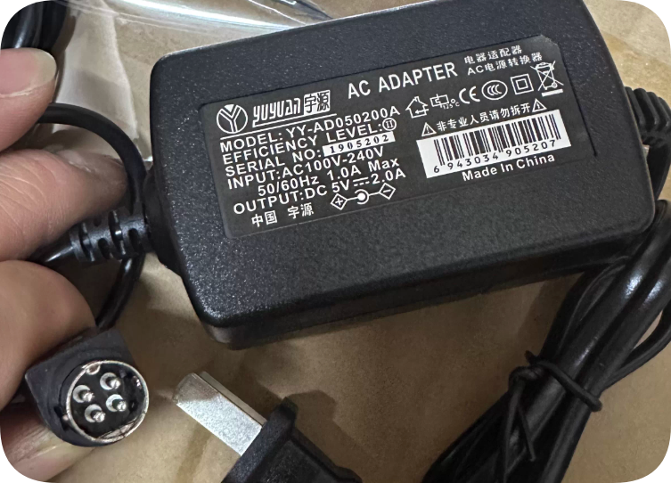 *Brand NEW*YUYUAN YY-AD050200A power adapter 100-240V input 50/60HZ output Yuyuan 5V2A four-pin 4-core