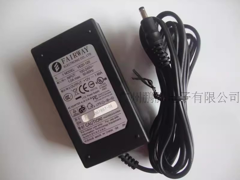 *Brand NEW* FAIRWAY VE20-120 12V 1.66A 20W AC ADAPTER Power Supply