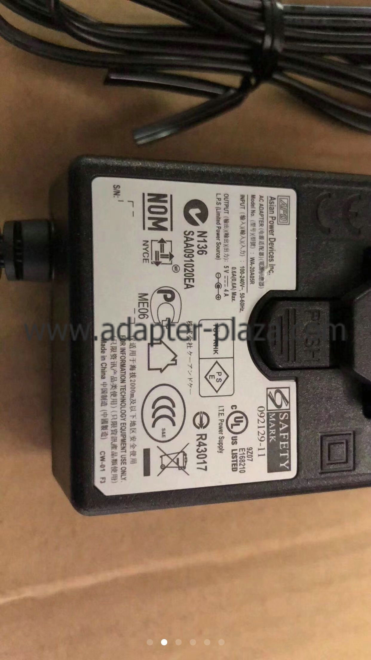 *Brand NEW* APD WA-20A05R 5V 4A AC DC Adapter POWER SUPPLY - Click Image to Close