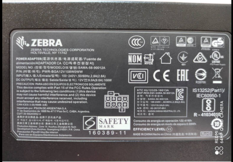 *Brand NEW* 12V 9A AC DC ADAPTHE PWR-BGA12V108WOWW zebra SAWA-58-90012A 108W POWER Supply