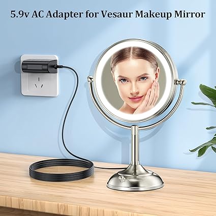 Original 5.9V Charger for VESAUR D8512 8.5" & D1003 10" Lighted Makeup Mirror Power Supply for Vesaur 1X/5X 1X