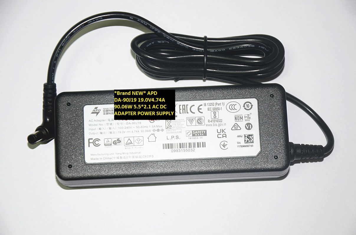 *Brand NEW* APD 19.0V4.74A DA-90J19 90.06W 5.5*2.1 AC DC ADAPTER POWER SUPPLY