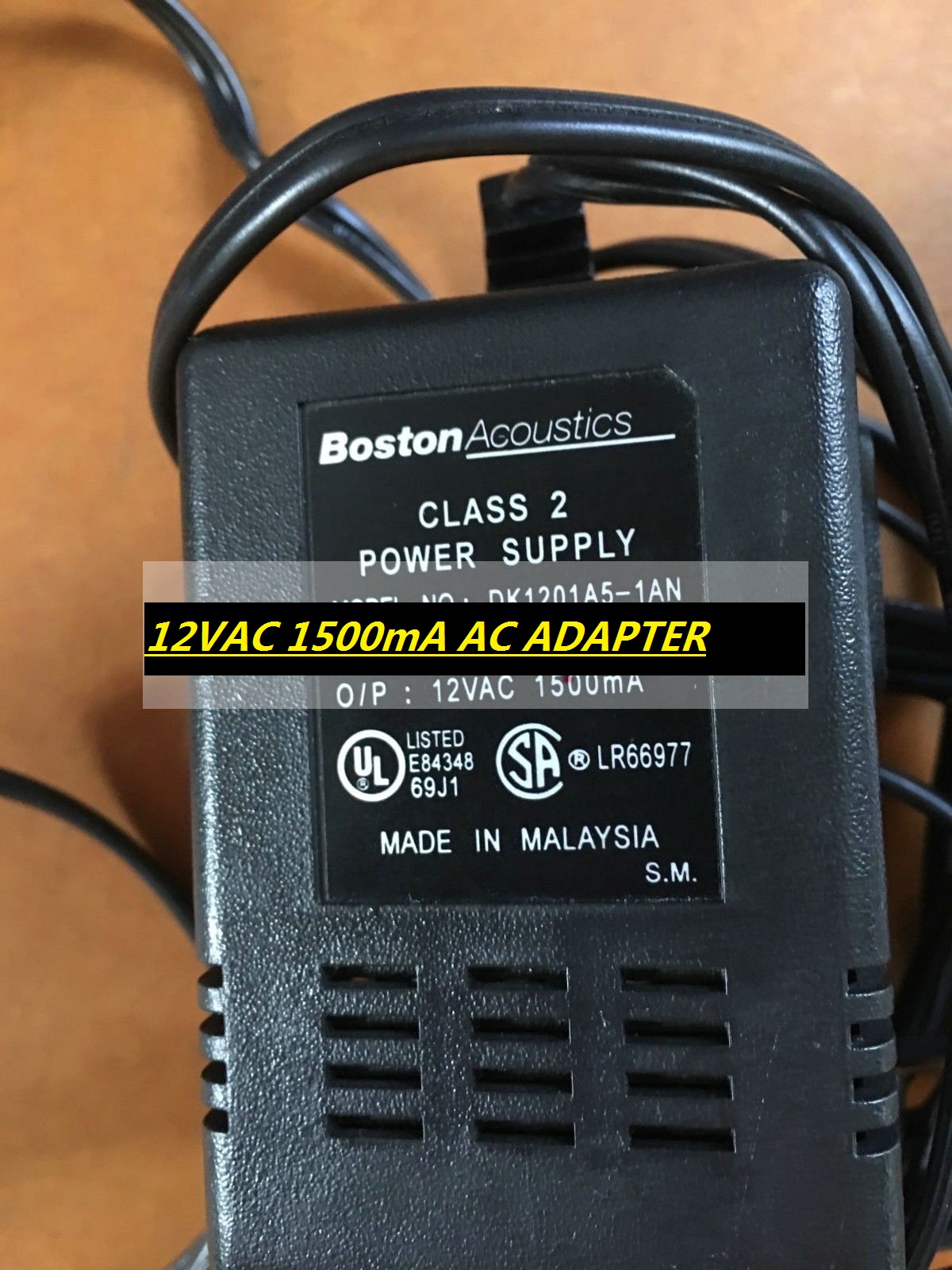 *Brand NEW*DK1201A5-1ANGenuine OEM Boston Acoustics 12VAC 1500mA DK1201A5-1AN Power Supply