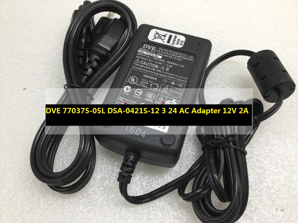 *Brand NEW* 12V 2A AC Adapter DVE 770375-05L DSA-0421S-12 3 24 Switching Power Supply - Click Image to Close