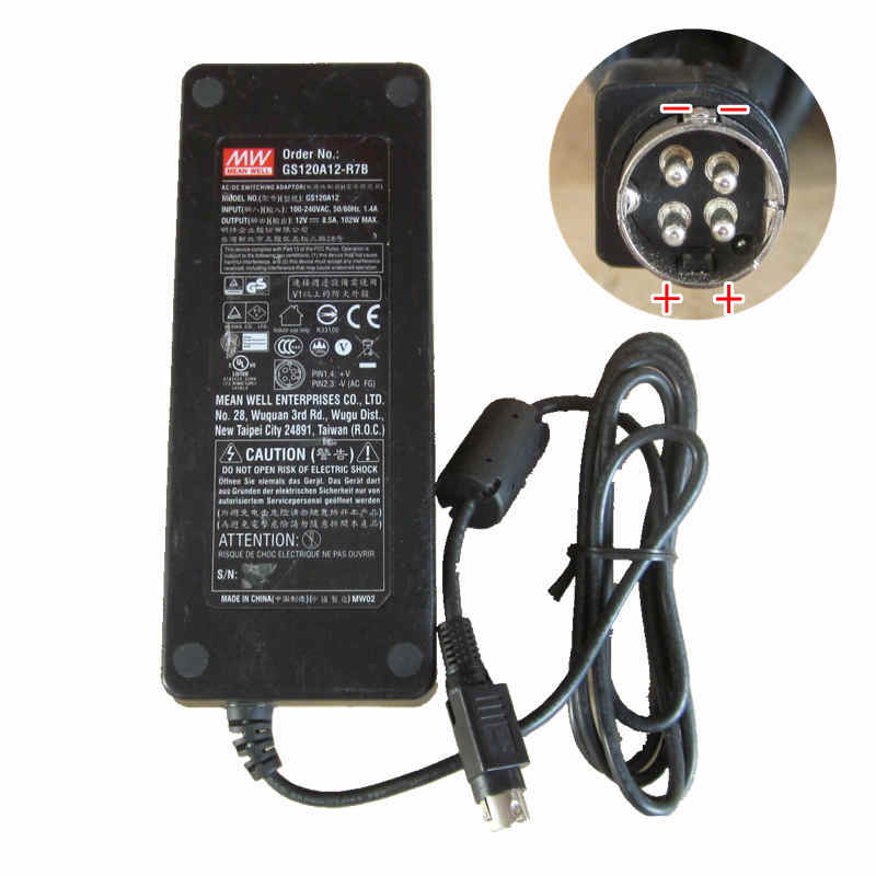 *Brand NEW*102W AC DC ADAPTER 4pin 12V 8.5A MW GS120A12 POWER SUPPLY