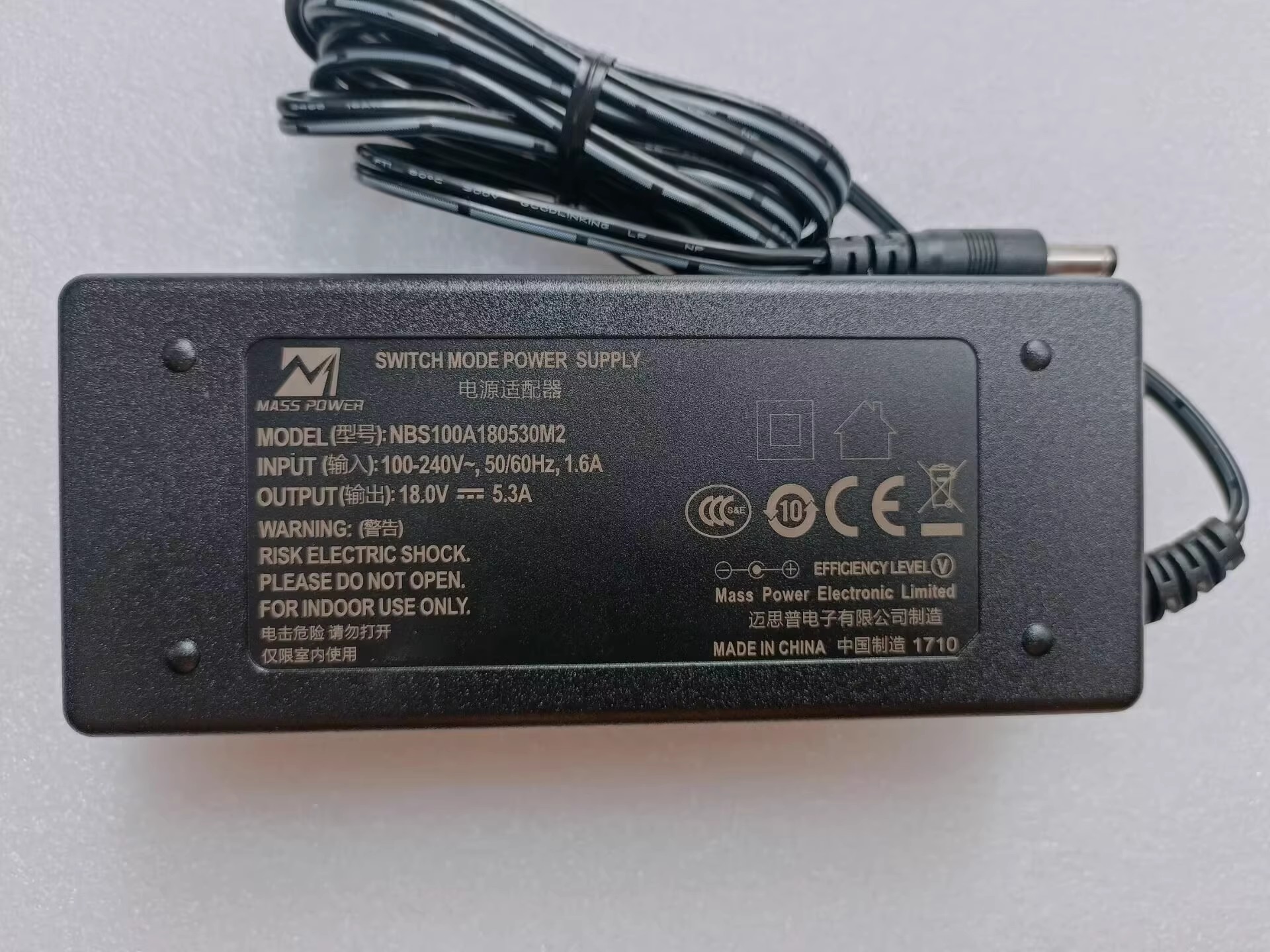 *Brand NEW* MASS POWER 18V 5.3A AC DC ADAPTHE NBS100A180530M2 POWER Supply