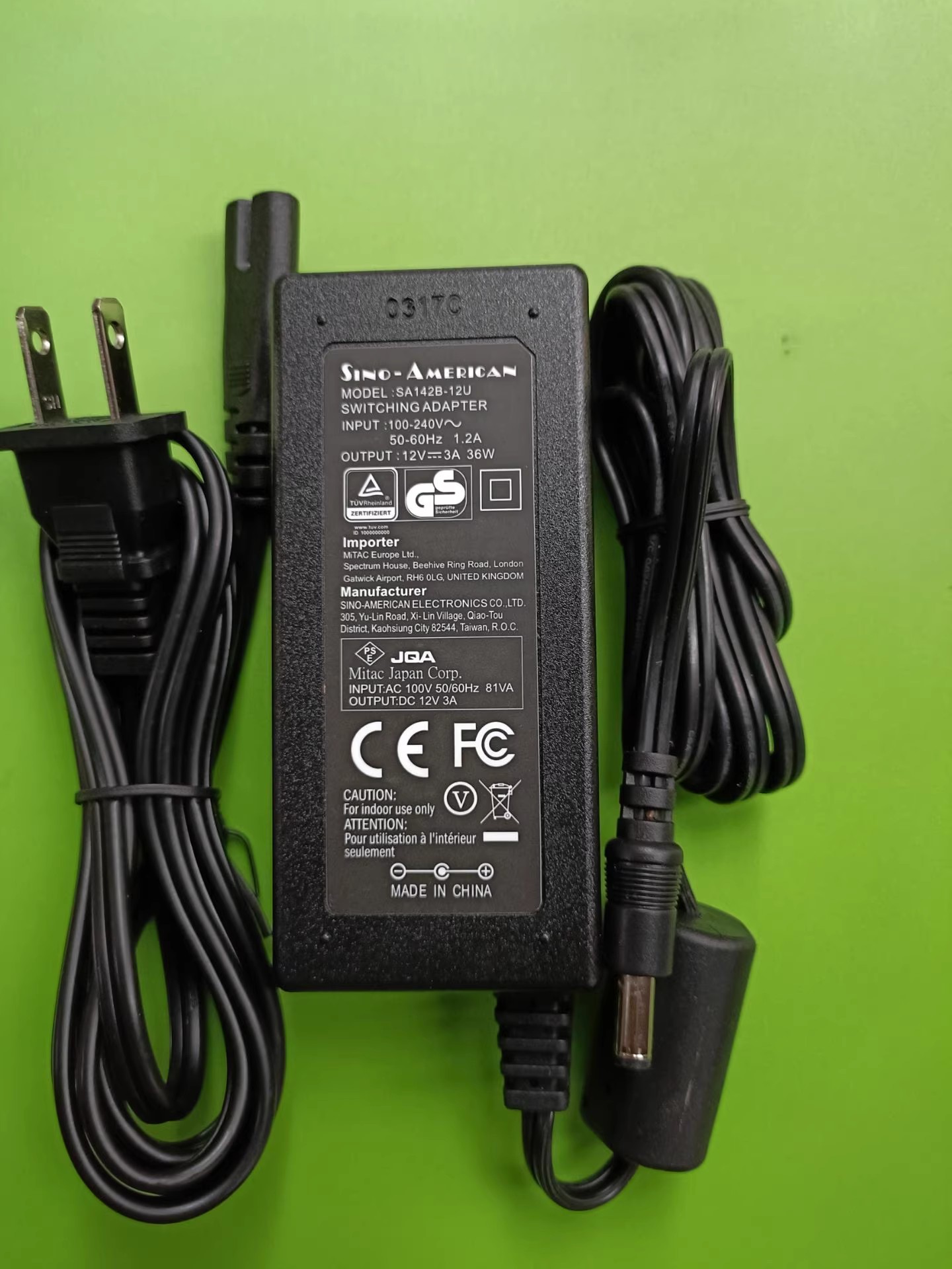 *Brand NEW*SINO-AMERICAN 12V 3A AC DC ADAPTHE SA142B-12U POWER Supply