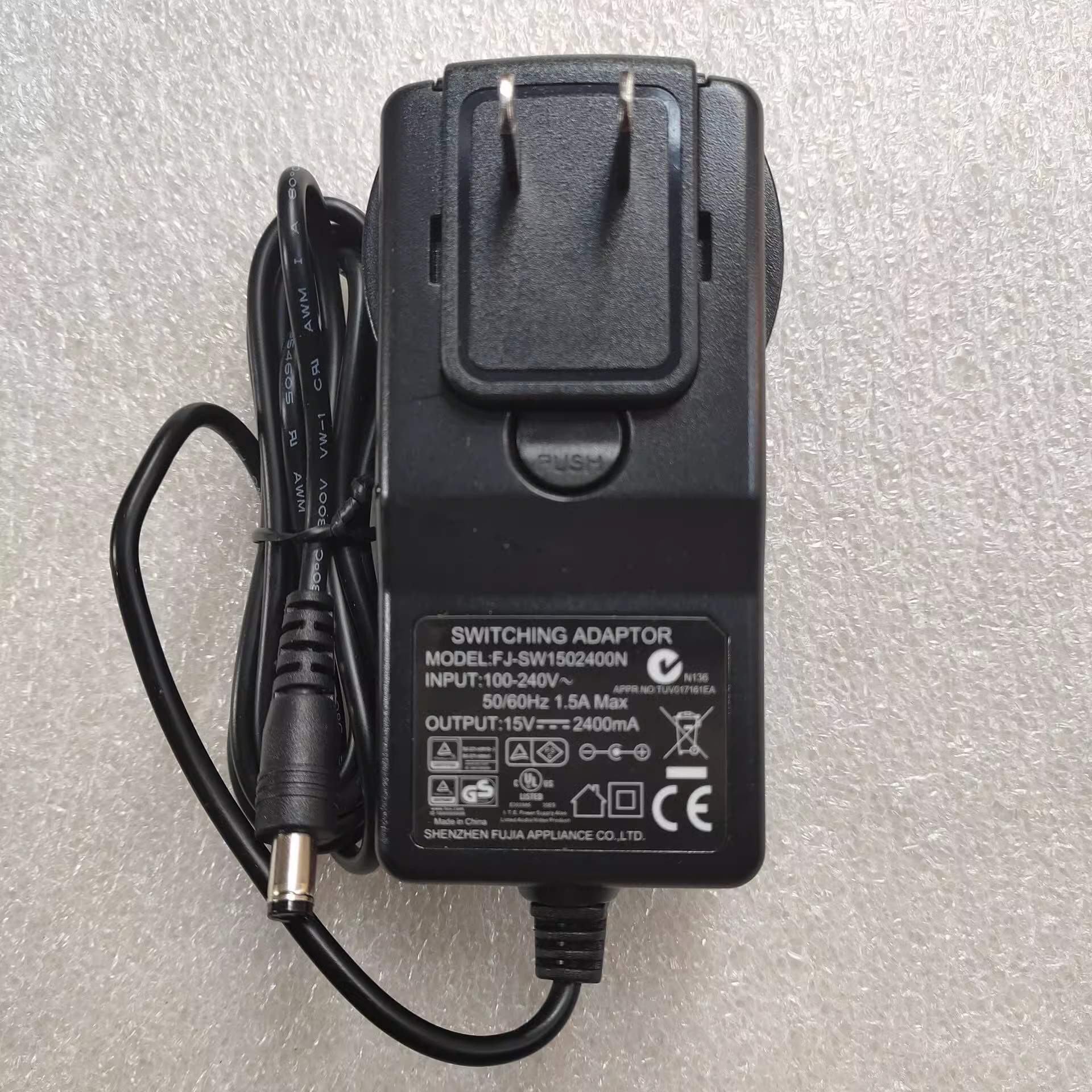 *Brand NEW*FUJIA 15V 2400MA AC DC ADAPTHE FJ-SW1502400N POWER Supply