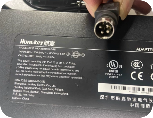 *Brand NEW*Huntkey 19.5V 23.08A four-pin 4-hole all-in-one power adapter HKA450195AB-7D charger cable