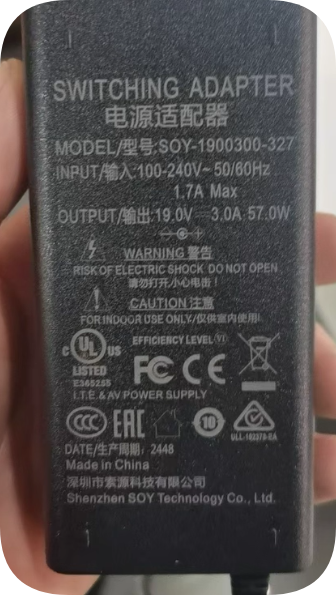 *Brand NEW*SOY-1900300-327 Monitor Power Adapter 19V3A Round Port 57W Charger Transformer