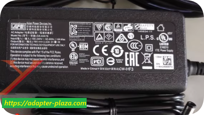 *Brand NEW*APD 19V3.42A power adapter DA-65A19 computer notebook charging cable transformer 65W