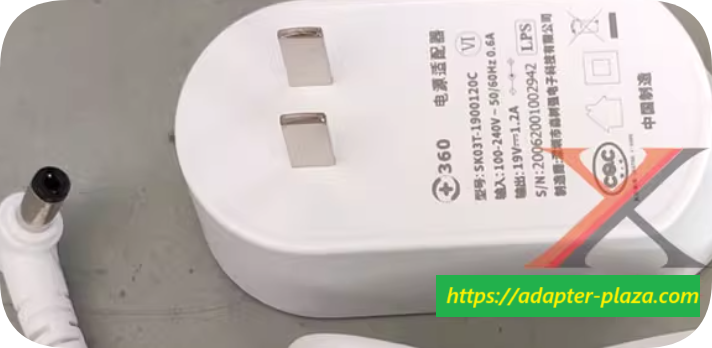 *Brand NEW* SK03T-1900120C White 360 ​​Senshuqiang 19V1.2A power adapter sweeper curved L-head charging cable
