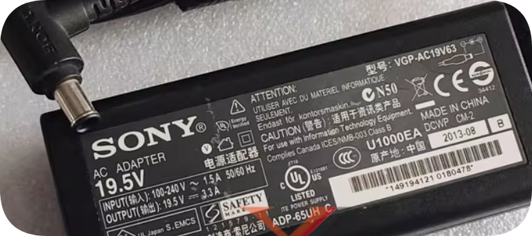 *Brand NEW* VGP-AC19V63, V43, V48, V49, V64, V77 SONY 19.5V 3.3A power adapter for computer notebook with pin
