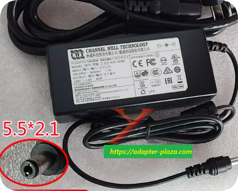 *Brand NEW*CWT KPL-060M-VI/KPL-060M Qiaowei 24V 2.5A power adapter round port 5.5*2.5 charging cable DC24V60W