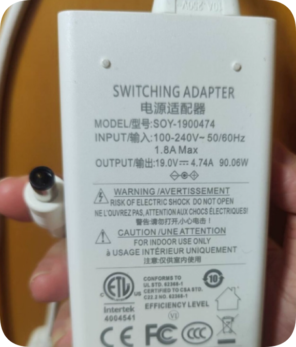 *Brand NEW*SOY-1900474 Suitable for KTC mobile display A32Q5S power supply 19V4.74A round port adapter power s