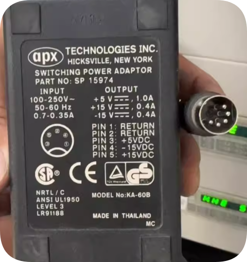 *Brand NEW*apx TECHNOLOGIES INC sp 15974 KA-60B power cord 5V positive and negative 15V charger cable +5V 1.0A