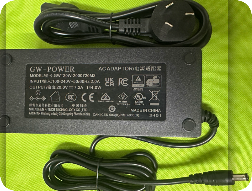*Brand NEW*GW-POWER GW120W-2000720M3 Guanwei Power Adapter 20V7.2A144W Interface 5.5*2.5 Charger Cable