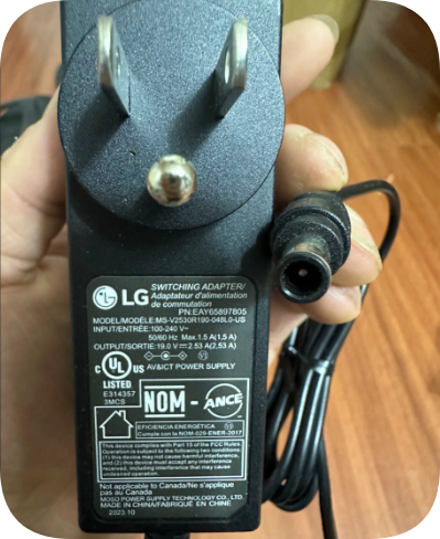 *Brand NEW*Power Adapter 19V 2.53A Round 6.4mm Port with Pins (MS-V23035190-004-001)LG Genuine 19V 2.53A Monit
