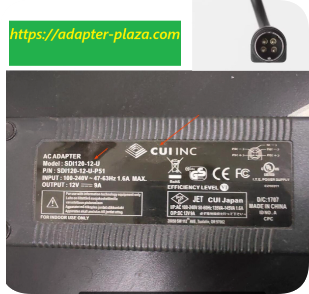 *Brand NEW*Applicable to SDI120-12-U power adapter 12V9A round port four-pin SDI120-12-U-P51 charger