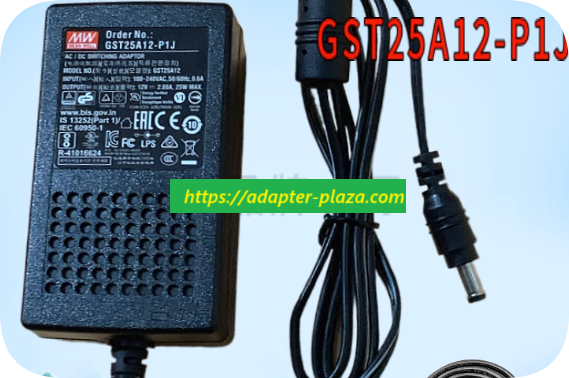 *Brand NEW*Mean Well GST25A12-P1J Original 25W Three-Prong Industrial Switching Power Adapter (12V 2.08A) from