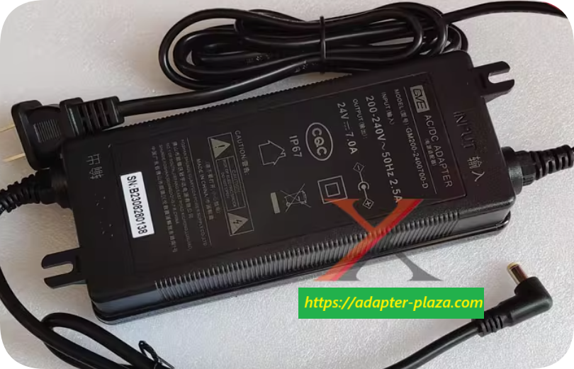 *Brand NEW*GVE Crown Yuda 24V 7A Power Adapter GM200-2400700-D Round Head Charging Cable 168W Transformer