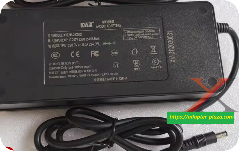 *Brand NEW*XVE Jinxinyu 28V 8A Power Adapter XVE248-2800800 Charging Cable 5.5*2.5 Round Mouth Transformer
