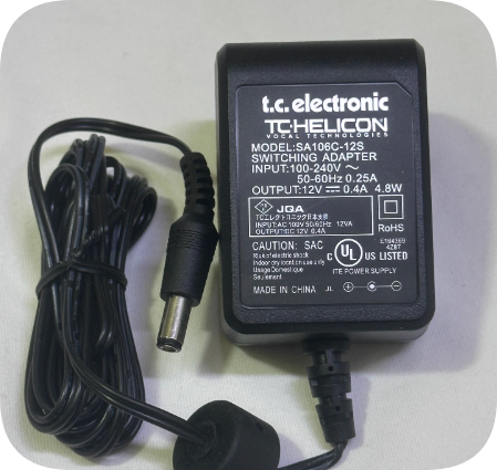 *Brand NEW*TC Helicon Voicetone E1 Effects Pedal SA106C-12S 12V 0.4A 4.8W Charger Cable