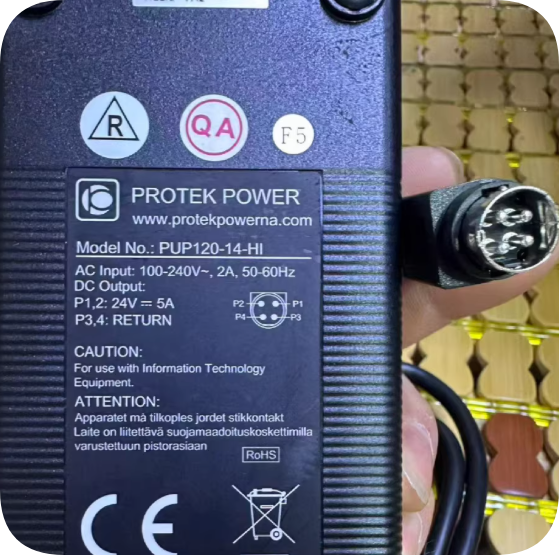 *Brand NEW*PROTEK POWER model PUP120-14-HI output 24V 5A round port four-pin charger transformer cable