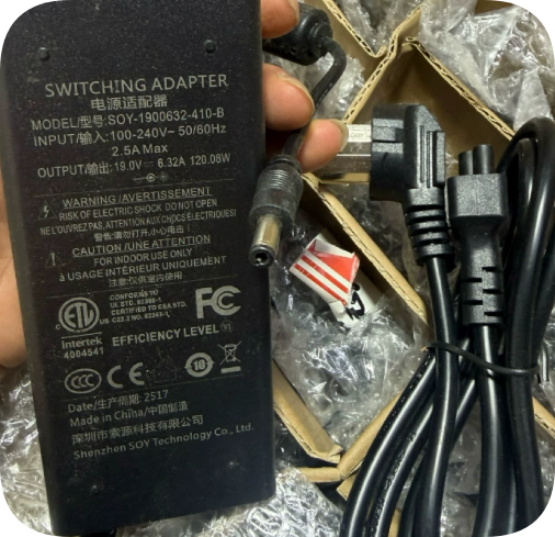 *Brand NEW* Suoyuan power adapter model SOY-1900632-410-B output 19.0V, 6.32A 120.08W round connector Power Su