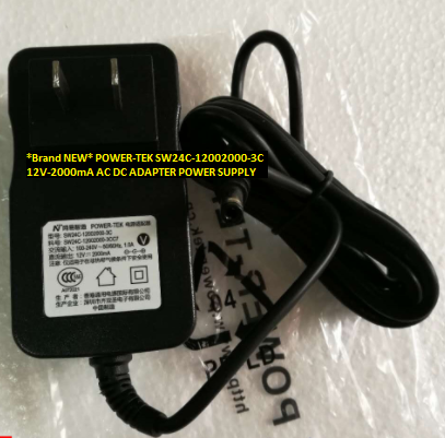 *Brand NEW* POWER-TEK SW24C-12002000-3C 12V-2000mA AC DC ADAPTER POWER SUPPLY