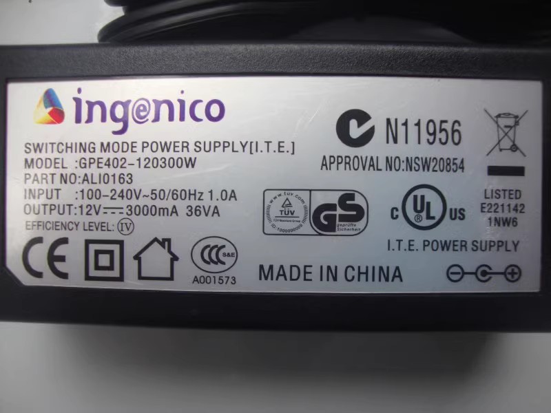 *Brand NEW* ingnico 12V3A/12V3000MA AC ADAPTER GPE402-120300W Power Supply