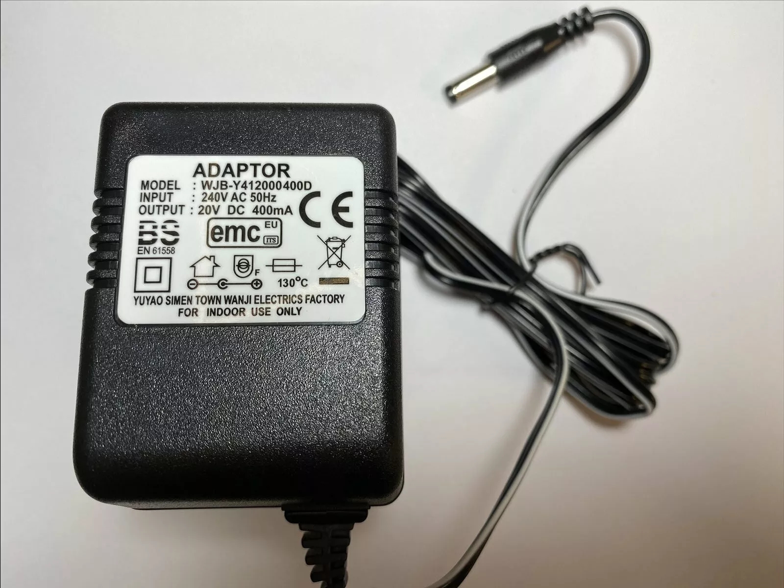 *Brand NEW*20V 400mA AC-DC Adaptor WJB-Y412000400D Transformer Linear PSU 5.5mm x 2.1mm/ 2.5mm Power Supply - Click Image to Close