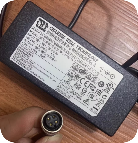 Brand New CWT KPL-060F-VI 12V 5A 60W AC Adapter | 4-Hole 4-Core Charger for Concrete Press Paver Transformer