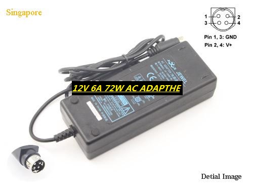 *Brand NEW* JS120603K JS-12060-3K HASU12FB JEWEL 12V 6A 72W-4PIN AC ADAPTHE POWER Supply