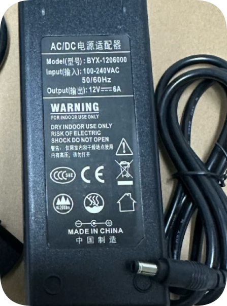 *Brand NEW*BYX-1206000 AC/DC Adapter 12V 6A 72W Power Supply Charger Transformer DC Barrel Connector Power Sup