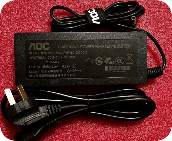 *Brand NEW*AOC MSS-Z6320WR190-120C0-E Switching Power Adapter 19.0V 6.32A 120W DC Barrel Plug CCC RoHS Certifi