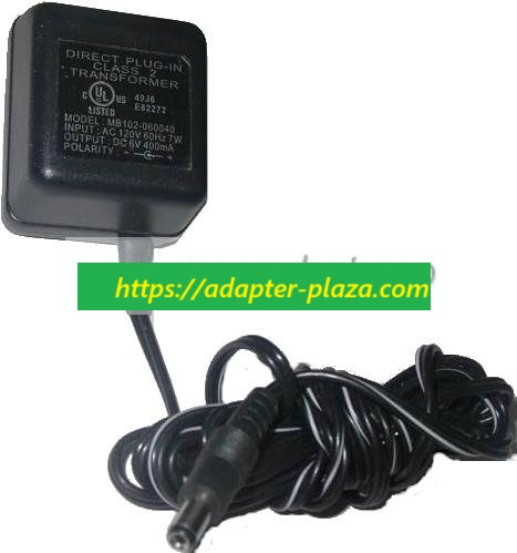 *Brand NEW* 6VDC 400mA AC ADAPTER MB102-060040 POWER SUPPLY DIRECT PLUG IN CLASS 2 TRANSFORMER