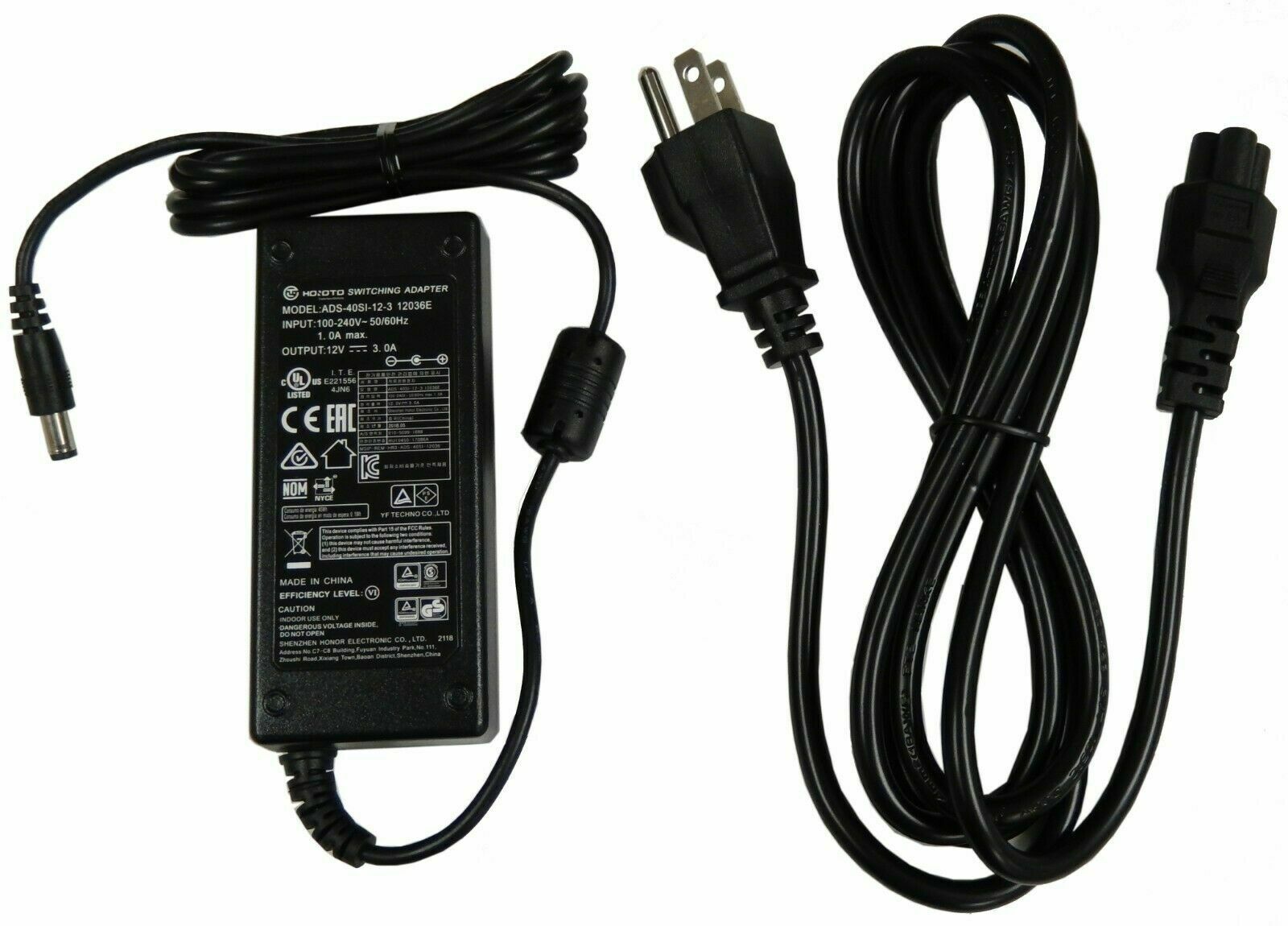 *Brand NEW*Honoto Switching 12V 3A AC Power Adapter ADS-40SI-12-3 12036E FOR OWL Conference