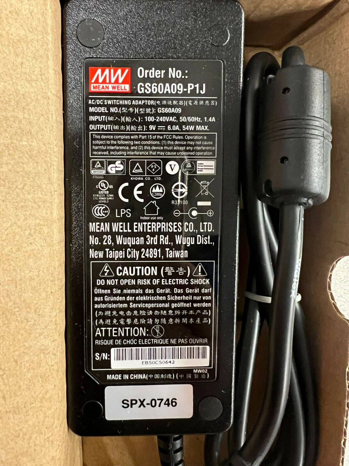 *Brand NEW*9V 6A 54W AC Adapter MW Mean Well GS60A09-P1J Power Supply Cord Charger