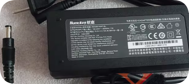 *Brand NEW*8-shaped two-plug Huntkey 19V4.74A power adapter HKA09019047-8U charging cable 90W transformer