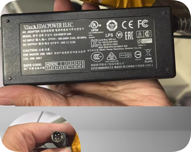 *Brand NEW*Suitable for EA10681P-240 Yisheng EDAC power adapter 24V2.5A round port four-pin charger cable