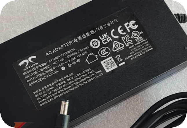 *Brand NEW*Aoyuan 19V6.32A power adapter AY120EA-ZF190632M round head DC port charging cable 120W transformer