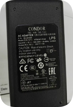 *Brand NEW*CONDOR power adapter 24V1.5A small 5-pin 5-hole charger line ATS036T-P240 transformer