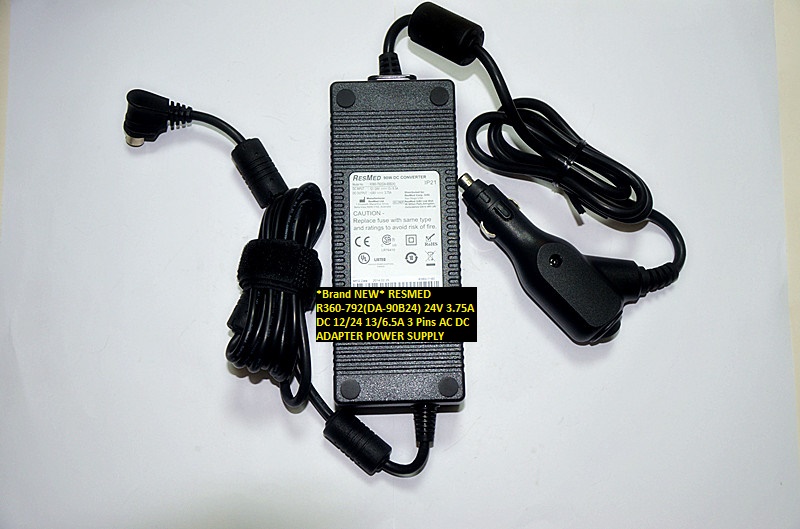 *Brand NEW* RESMED 24V 3.75A DC 12/24 13/6.5A R360-792(DA-90B24)3 Pins AC DC ADAPTER POWER SUPPLY